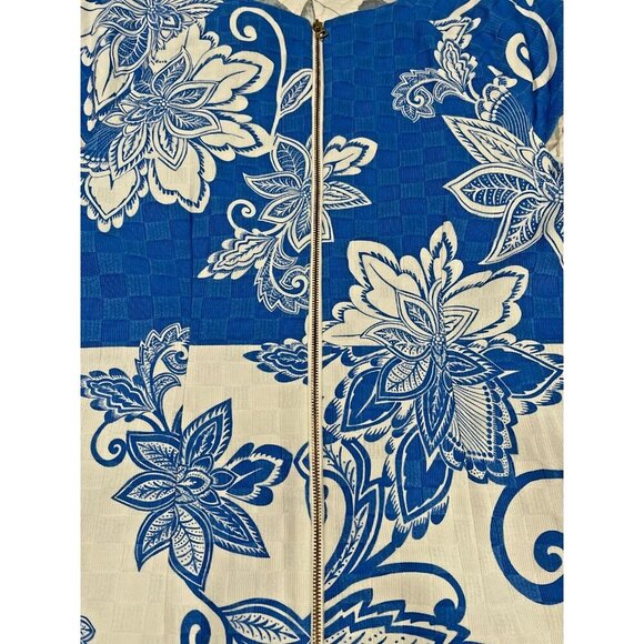 Taylor Floral Cap Sleeve Sheath Dress with Pockets Blue White Size 10 - Picture 7 of 8